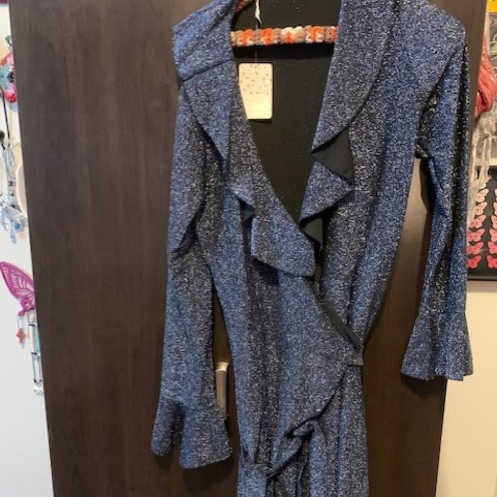 Free People Wrap-around dress, s L, sparkly blue